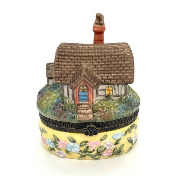 Porcelain Thomas Kinkade Chandler's Cottage Hinged Trinket Box - Picture 1 of 8
